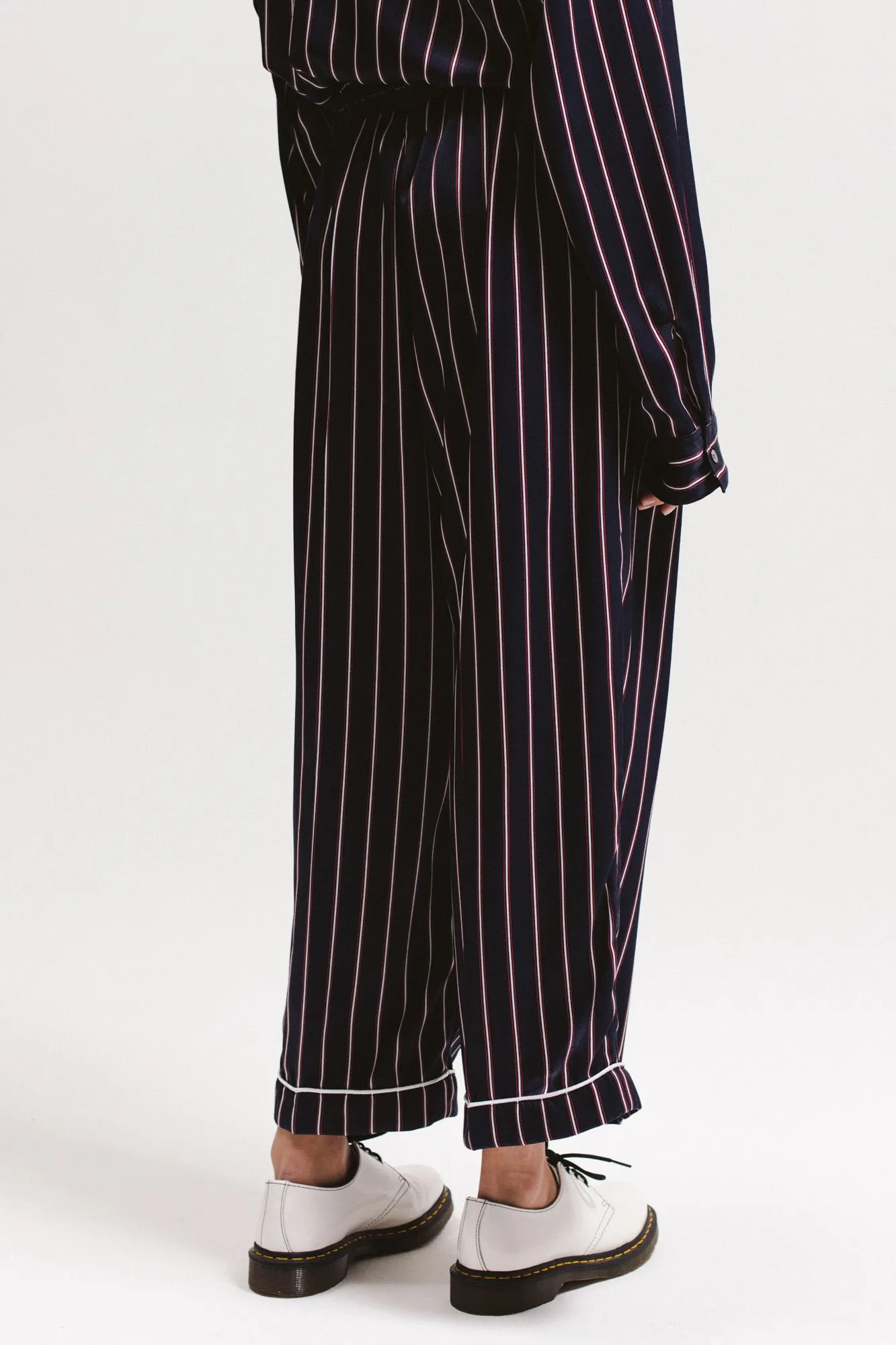 Wide Stripe Trouser - Navy